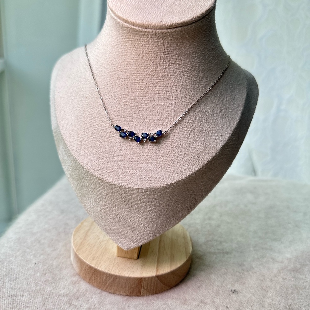 Natural Sapphire Necklace18k over Sterling